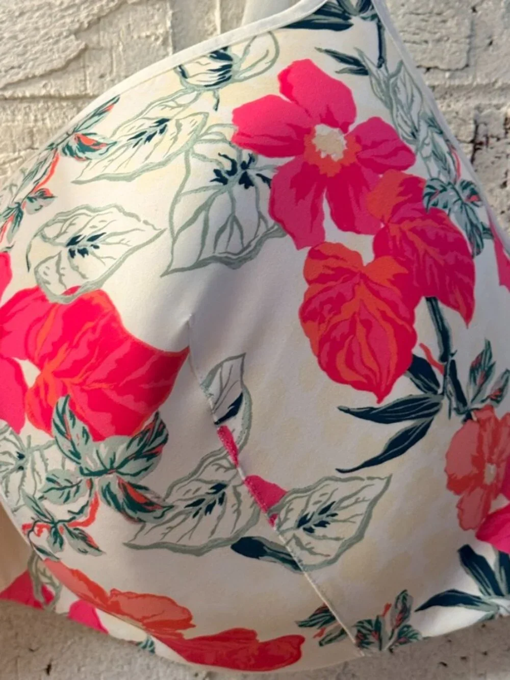 Cacique 44H Floral T-Shirt Bra White Pink Full Coverage Underwire Lane Bryant